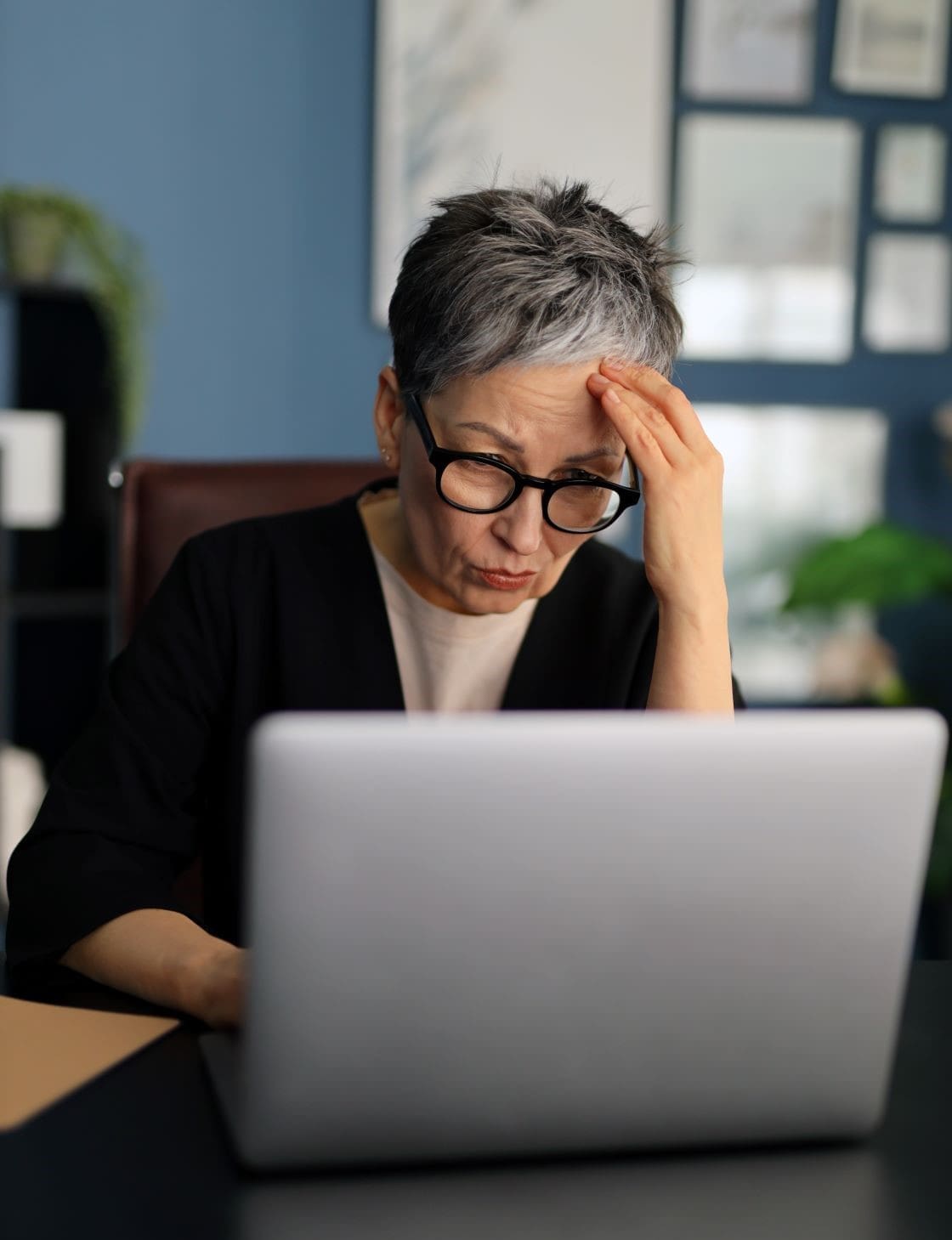 frustrated woman on computer
